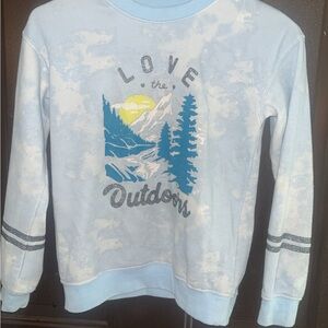 SO Light Blue Kids Sweater with Outdoor Print